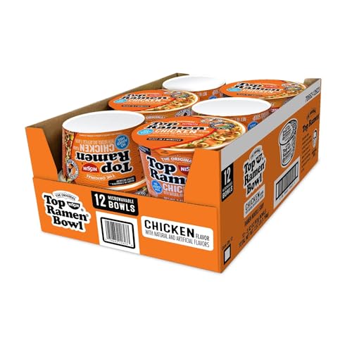 Nissin Top Ramen Chicken Bowl, 3.4 Ounce (Pack of 12)