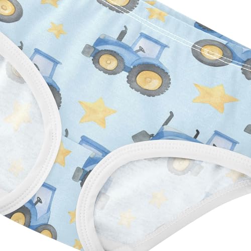 Wusikd Blue Tractor Girls' Underwear Cotton Yellow Stars Girls Briefs Soft Toddler Underwear 2T4
