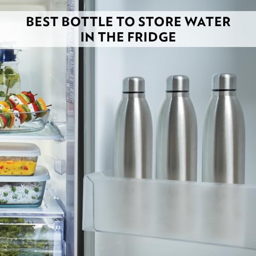 Image of Borosil 950 ml Hydra 3pc Set of Juno Stainless Steel Water Bottle | ISI Certified, Made in India Bottle | Single Wall, Leakproof, BPA Free| Bottle for Office, School, College & Gym | 1 Year Warranty