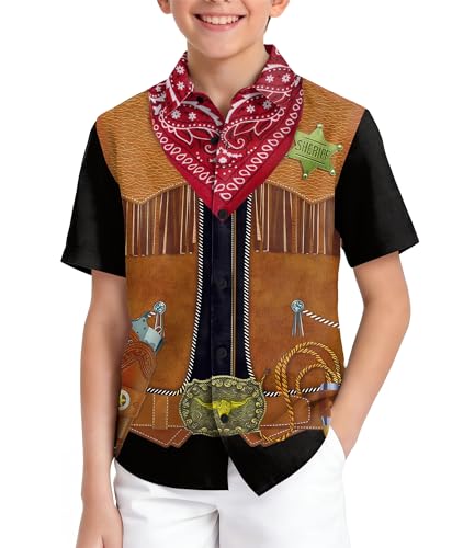 SWTJIC Cowboy Sheriff Costume for Boys Western Button Down Shirts 5T