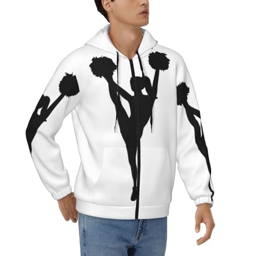 Sweat à capuche pour homme fermeture éclair veste chaude d'automne imprimé pom-pom girl