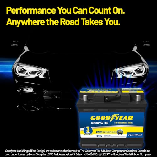 Goodyear 47-H5-AGM BCI Group Size 47 12V 60 AH, 100RC, 680 CCA Platinum series Rechargeable AGM Maintenance Free Automotive Battery - Image 7