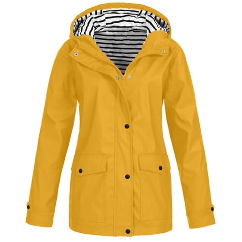 Womens Rain Jacket Lightweight Waterproof Lined Rain Coats Outdoor Hiking Windbreaker Hooded Drawstring Outwear
