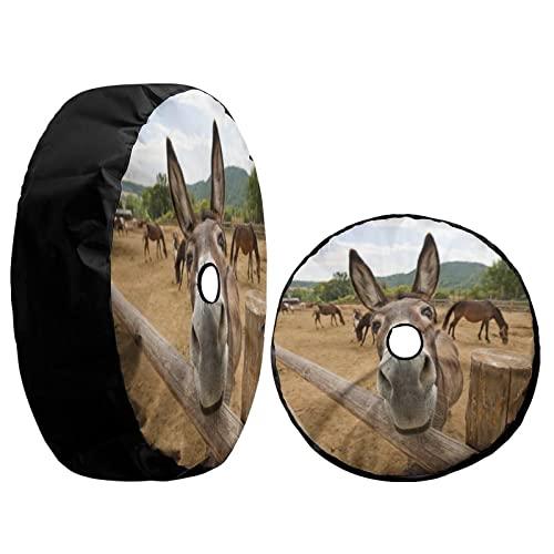 Image of Funny Donkey Spare Tire Cover with Backup Camera Hole Wheel Tire Cover Fit Trailer, RV, SUV and Many Vehicle 18inch