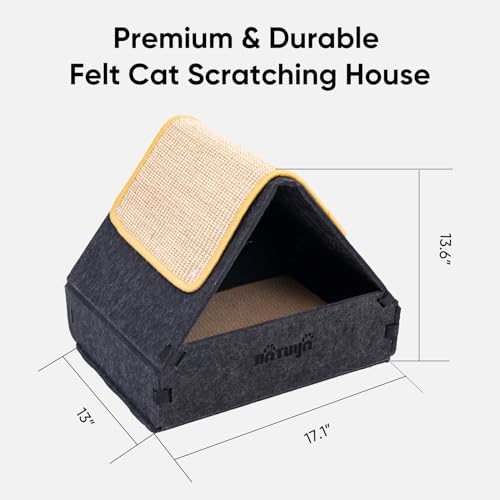 NATUYA Cat Scratcher House with Cardboard Sisal Scratching Pad, Indoor Sturdy Cozy Cats Hideaway Box Bed Hut for Pet Kitten Cats Play Nap Scratch, Detachable & Easy Assembly - Thumbnail 2