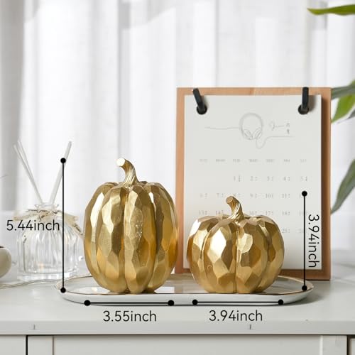 Image of FESTGLOX Pumpkin Decor Fall Decoration, Resin Gold Pumpkins for Decorating