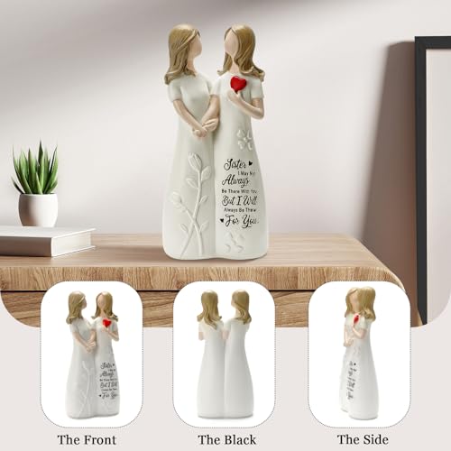 Sister Gift for Women Resin Sister Figurines for Women Bestie Friendship Christmas & Birthday Gift (White) - Image 4