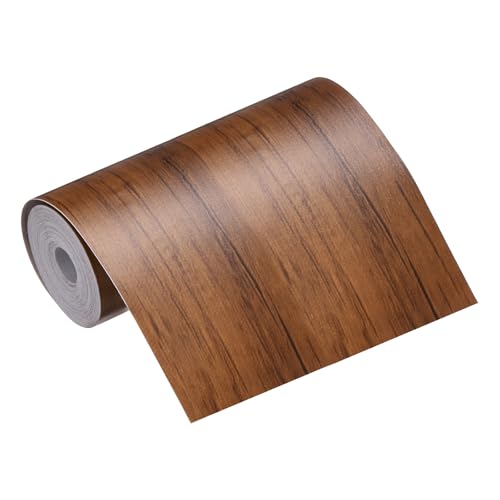 Image of MECCANIXITY Wood Grain Repair Tape, 4 Inch x 16 Feet Self Adhesive Wood Grain Tape Multi-Purpose Wallpaper Border Trim for Furniture Floors Windows Doors Tables Home, Light Brown