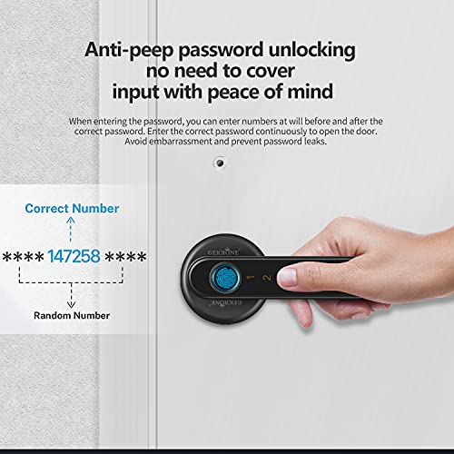 Gekrone Fingerprint Lock With Touchscreen Smart Room Door App Digital Lever Lock Keyless Entry Front Door Knob With Keypad Suitable For Home&Hotel&Office&Indoor Door（T190） #TOP4