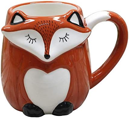 3d Ceramic Fox Relief Hand Painted Coffee Mug Milk Cup with Handle