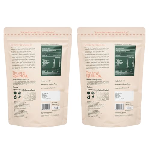 Image of Nourish You Premium Red Quinoa 1Kg | Gluten Free Supergrain | High Protein & Fiber | Rich in Antioxidants | Ideal for Salads, Bowls & Healthy Meals | 500g Pack of 2