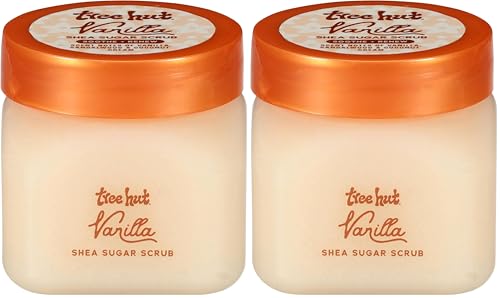 Image of Tree Hut Mini Vanilla Shea Sugar Scrub, Exfoliating & Hydrating Body Scrub with Shea Butter & Essential Oils, Smooth Skin, For All Skin Types, Vegan, Travel Size, 3.4 oz (Pack of 2)