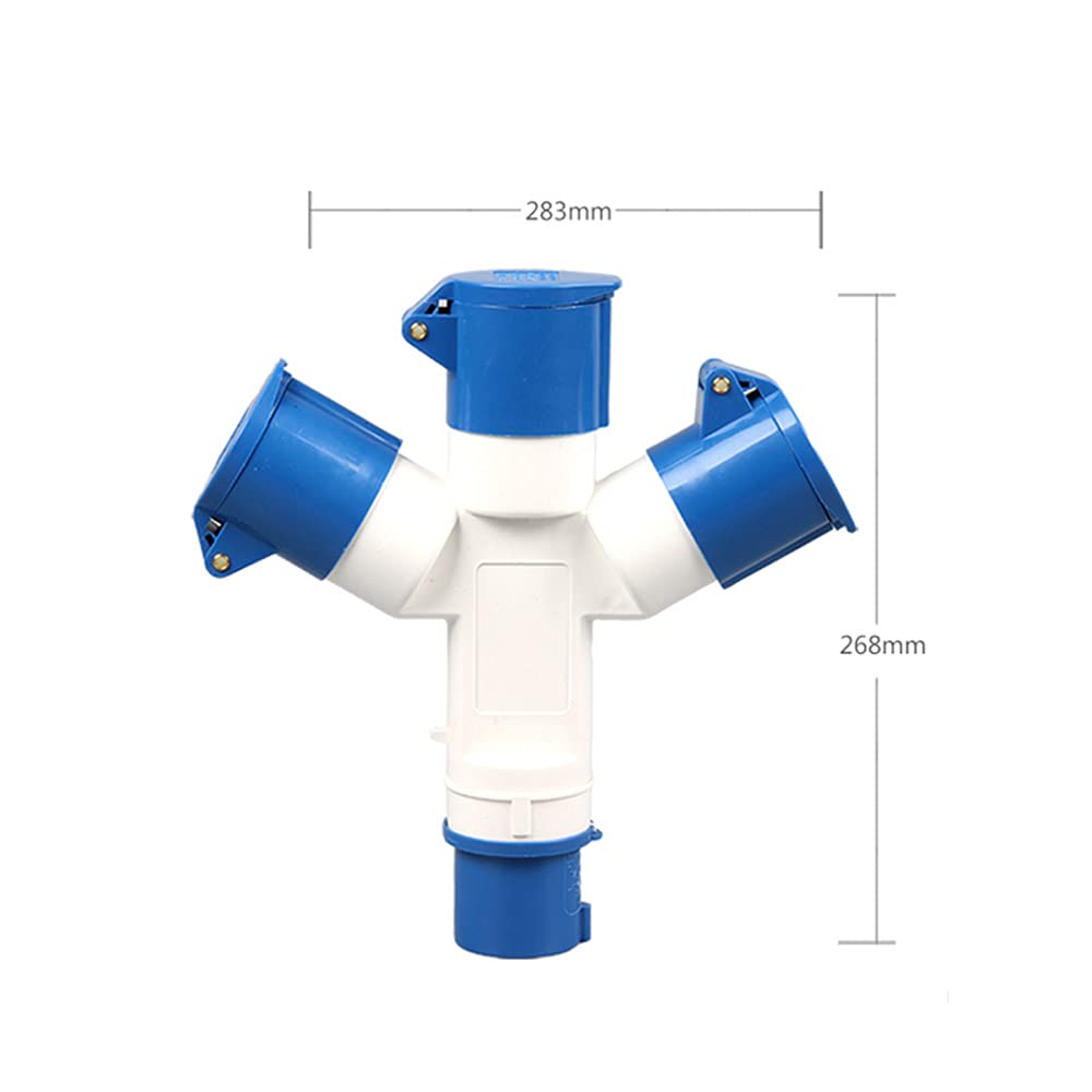 3-Way Splitter 16A 220V IP44 3 Way 3 Pin Industrial Plug and Socket Connector, 3 Way 16A - Image 3