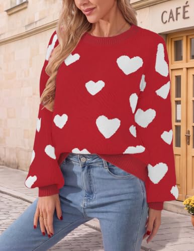 Image of Libsorge Womens Valentine Heart Sweater 2026 Valentines Day Trendy Cute Oversized Long Sleeve Pullover Sweaters