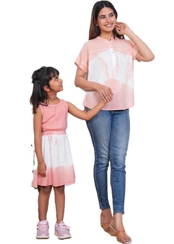 Image of Maaesa Women & Girls Mother Daughter Matching Top Combo || Rayon Printed Tops || Full Sleeve || Casual Wear || Family Twinning Outfit