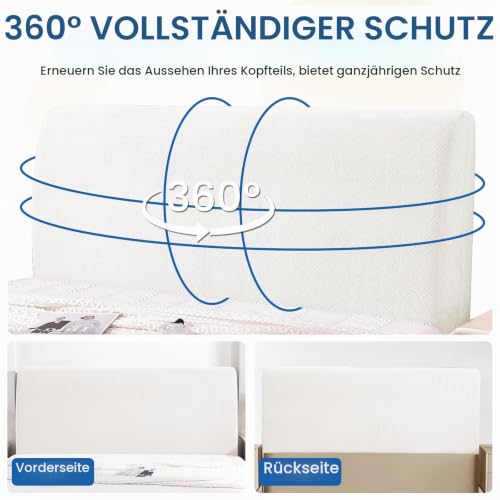 YSTELLAA Strecken Bettkopfteil Bezug, 150CM, Weiß – Ansicht 6