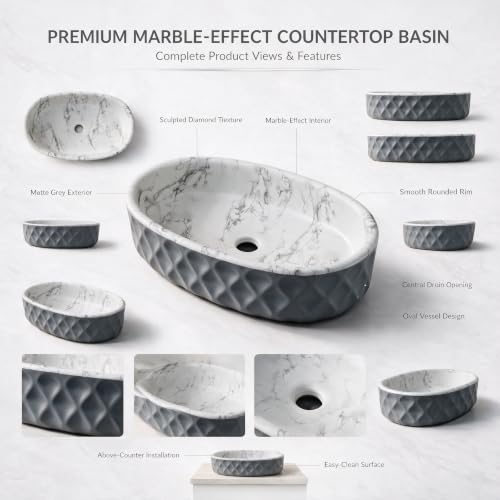 Image of Backline 20x13x5.5 Inches Table Top Wash basin Matt Finish | Basin for Bathroom | Countertop Bathroom Basin For Restaurant /Dining Hall /Living Room