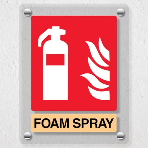 V Safety General Foam Spray Fire Extinguisher - 200 x 300 mm - Acrylic Perspex Cast Clear Safety Sign