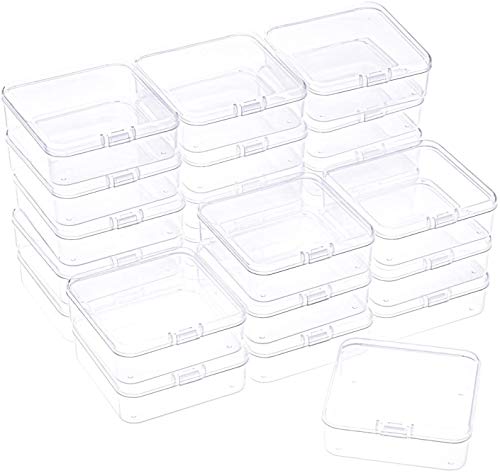 Image of 25 Packs Small Square Containers Case Organizer with Hinged Lids Clear Plastic Beads Storage Box for Jewelry, Pills, Crafts (3.3 inch 2.5 inch 1.4 inch)