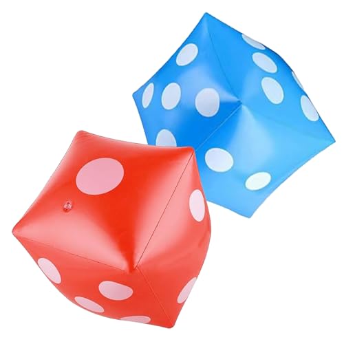 Inflatable Dice 2 Pcs Large Dice Extra Large Balloons Giant Inflatable Ball for Pool Games Giant Lawn Games Party Favour, 30cm, Blue Red