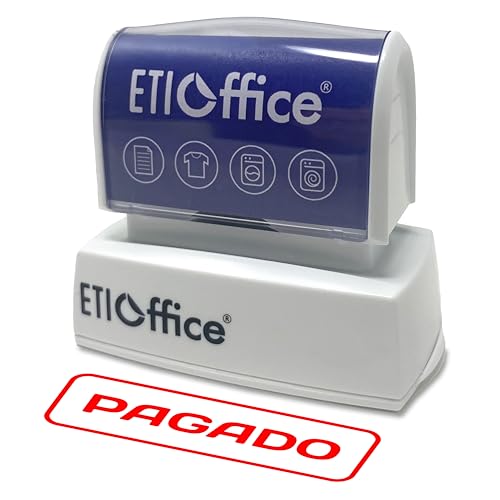 Sello con texto en color rojo. Marcador Automático para Documentos, facturas, recibos, albaranes. (Pagado)