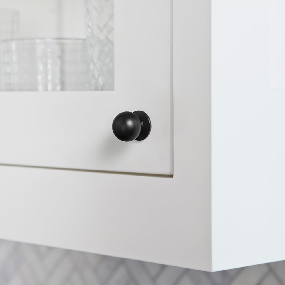 Goo-Ki 6 Pack Matte Black Kitchen Cabinet Knobs,Modern Drawer Pulls,1 Inch Diameter Knob