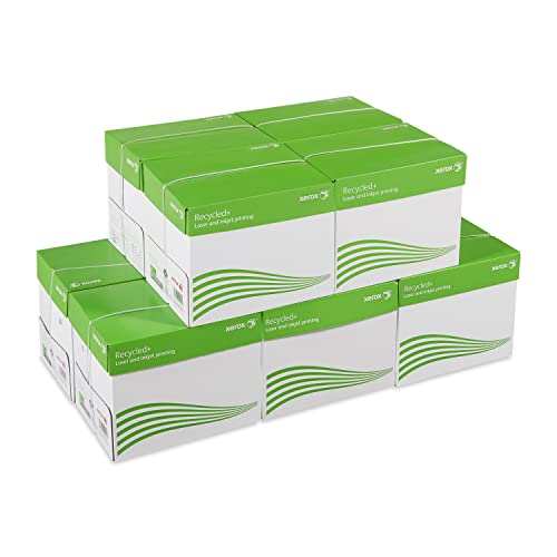 Xerox Recycled+ Papier ISO 80, A4 80 g/m², Kopierpapier für Laserdrucker und Kopierer, aus 100 Prozent Altpapier, 10 Kartons, 50 Pakete, 25.000 Blatt