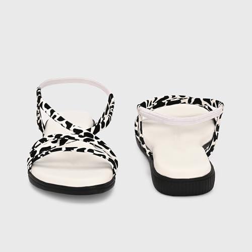 Image of Centrino Women's Sandals | Trendy Stylish Slip-On Open Toe Sandals for Ladies | Animal Print Cross Strap Comfortable Casual Flip-Flop Sandals | Lightweight and Durable Fashion Footwear(9328)
