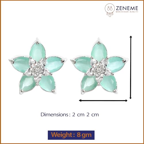 Image of Zeneme Earring Handmade Rhodium Plated Lightweight Pink Star Shaped Studs Earrings Jewellery For Girl And Women