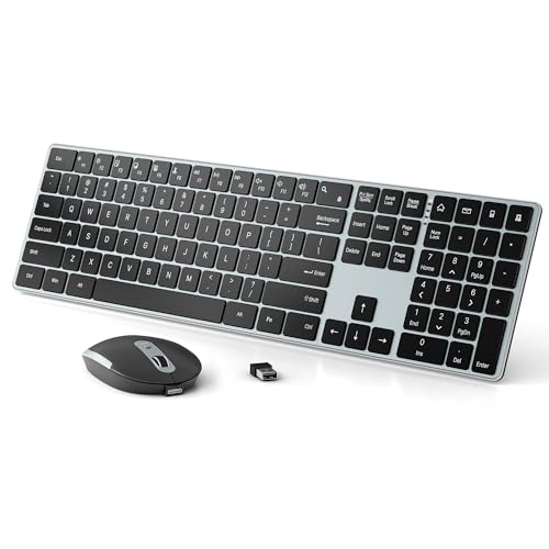 Wireless Keyboard and Mouse Combo - Ultra Slim- 2.4GHz Wireless Connection-Adjustable 1600 DPI Compact Silent Full Size Keyboard and Mouse Set for PC, Laptop (Blue-Black)