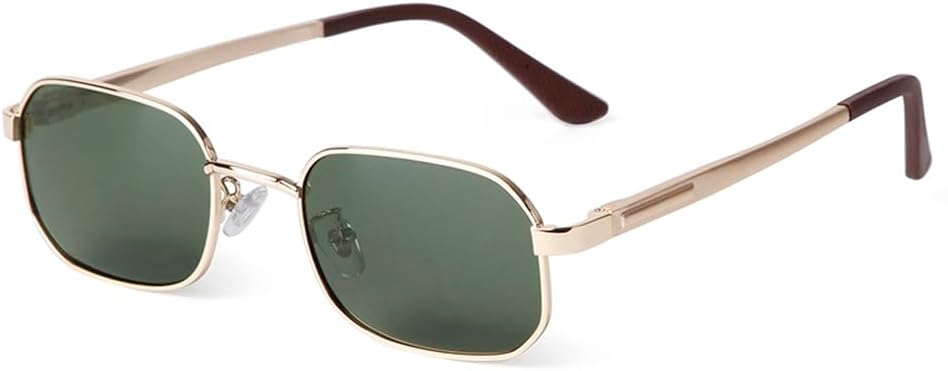 Fashion Small Rectangle Sunglasses Men Women Trendy Green Driving Sun Glasses Luxury Metal Frame Eyewear