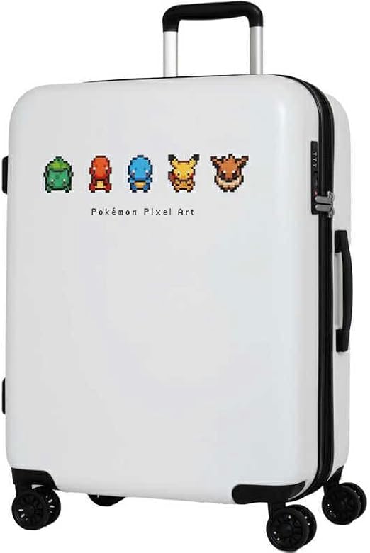 新品、タグ付き⭐️ピクセルアートスーツケースM ホワイト（ポケモン総柄）約59L Pokemon（ポケモン） ピクセルアート キャリーケース 59L/ホワイト PK