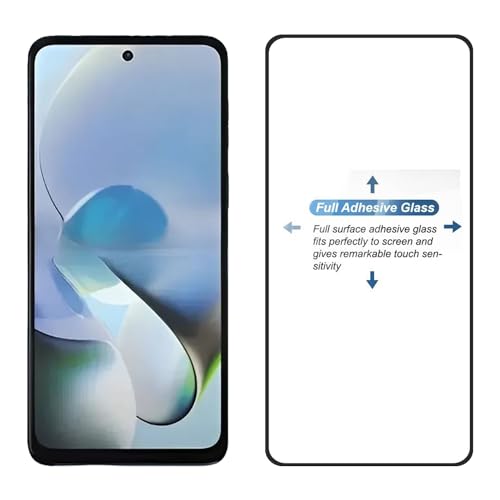 Image of POPIO Tempered Glass Screen Protector Compatible For Motorola Moto G54 / G14 Cellphone (Black) With Edge To Edge Coverage And Easy Installation Kit