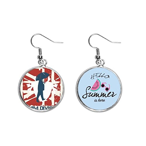 Pendientes de sandía con grafiti urbano rojo y azul para hombre