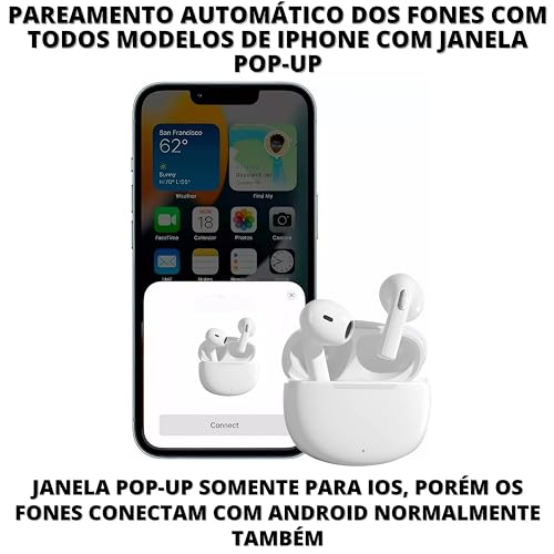 Fone de Ouvido Bluetooth TWS Sem Fio com Cancelamento de Ruído Ativo e Microfone Integrado - Atendim