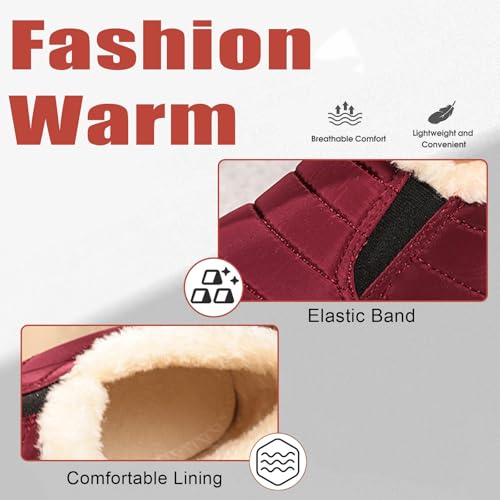 Women Waterproof Warm Winter Snow Boots Comfortable Soft Plush Lightweight Non-slip Slip on Short Boot for Cold Weather Outdoor Hiking Camping Ankle Boots3