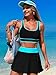 ZRTAK Women's High Waisted Bikini Sets Tummy Control Swim Skirt Two Piece Swim Suit Color Block Bathing Suit (Black Blue, XX-Large)