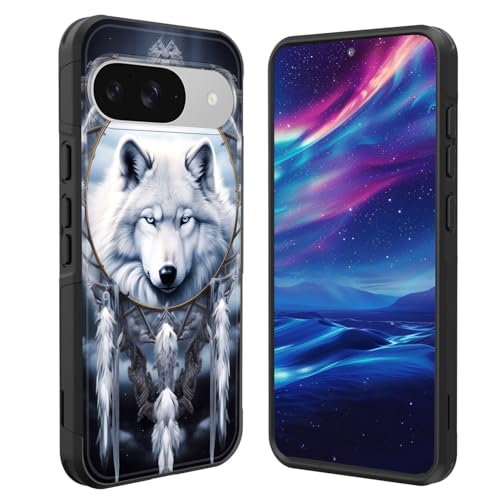 GFEWYTJYJ for Google Pixel 10/Pixel 10 Pro 6.3 Inch 2025 Case,[10 FT Military Grade Drop Protection] Non-Slip Heavy Duty Shockproof Phone Case,Dreamcatcher Wolf
