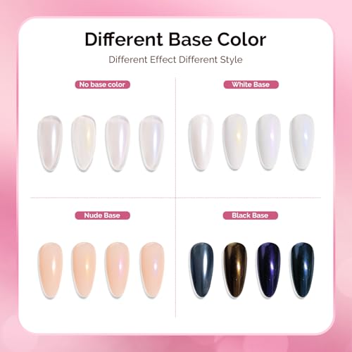 Image of MelodySusie 4Pcs Chrome Nail Powder for Gel Nails, Aurora Fine Glitter Powder Mirror Effect Pigment Pearlescent Mermaid Pigment Pearl Glitter for Home DIY Salon Use