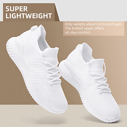 Akk White Tennis Shoes For Women Slip On Walking Lightweight Memory Foam Comfort Casual Sneakers For Workout Gym Athletic White Size 8 #TOP3