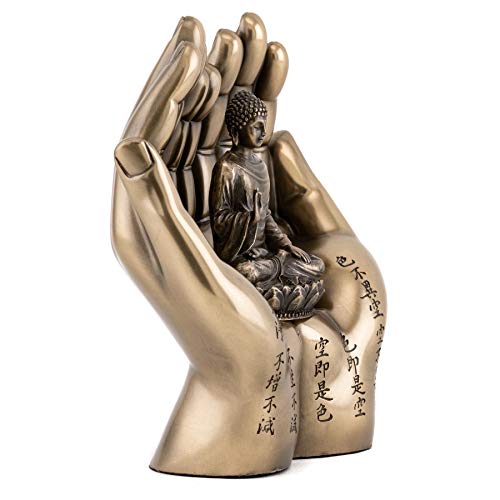 Estatua Shakyamuni en palma de bronce 5.75 pulgadas miniatura 4