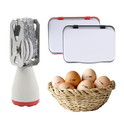 Egg Dater Kit Egg Date Stamps for Fresh Eggs 1 Roller Date Stamps and 2 Ink Pad Date Label Stamper for Egg Mark Farm Office Shipping