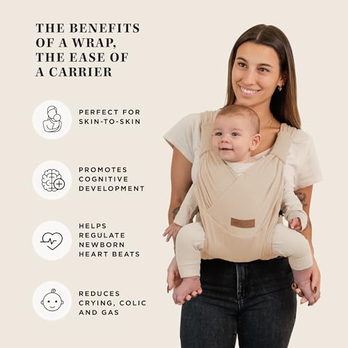 Moby Baby Duet Carrier Easy-Wrap for Newborns to Toddlers, Infant Sling Carrier, Lightweight & Hands Free Design for Mom and Dad, Adjustable for All Body Types Feather