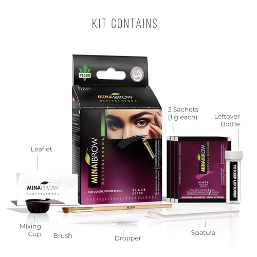 Mina Ibrow Henna Professional Hair Color Kit For Professional Coloring, Covers Gray Hair, Stays Up To 6 Weeks-Regular Kit (30 Applications) (Dark Brown) - 8
