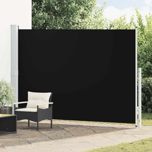 Store latéral imperméable 200x300 cm noir rétractable avec coffre en acier stable - 2