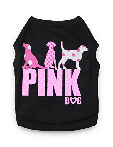 DroolingDog Dog Clothes Pink Dog Shirts Pet T Shirt for Small Dogs, Medium, Black