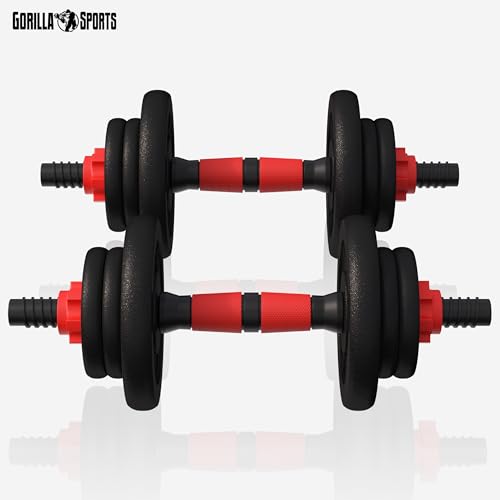 Foto von GORILLA SPORTS® Hantelset - 15kg, 20kg, 25kg, 30kg Gewichte, 2er Set, 25mm, Gusseisen, Rutschfest, 4 Sternverschlüsse - Kurzhanteln Set, Kurzhantelset, Hantelscheiben, Krafttraining