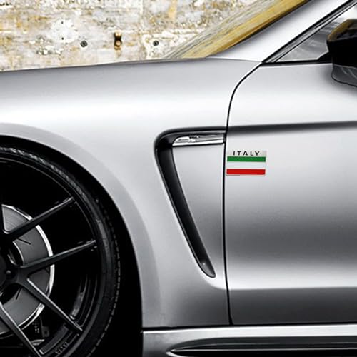 Image of TOMALL 4Pcs 3D Metal Italy Flag Emblem Badge Decals for All Cars for Side Fender Italian Badges Trucks Laptop Zinc Alloy Symbol Modified Emblems Logo Decorations Stickers for Car Exterior Accessories