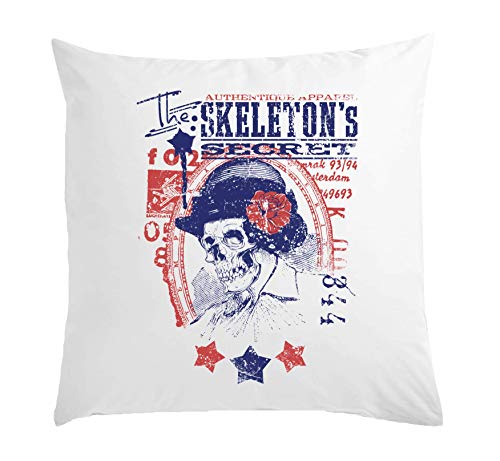 Skeleton´s Secret Lady Skull Art Almohada Blanca 40x40cm