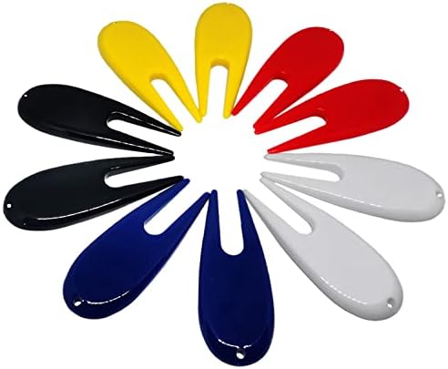 Adhere 10pcs Golf Divot Repair Tools Plastic Golf Pitchforks 5 Colours Mix Pack (Unprint)